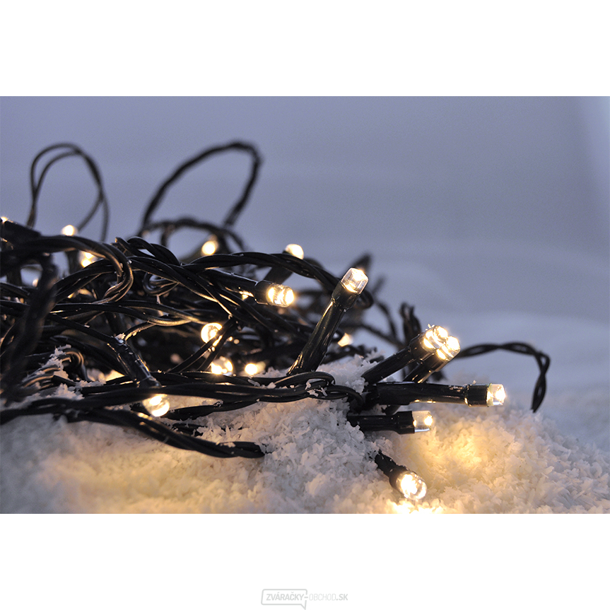Solight LED vonkajšia vianočná reťaz, 200 LED, 10m, prívod 5m, 8 funkcií, IP44, teplá biela