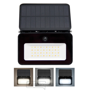 Solight LED solárny reflektor so senzorom, 6W, 660lm, 3CCT, Li-Ion, čierna gallery main image