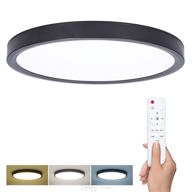 Solight LED osvetlenie s diaľkovým ovládačom Estela Black, 36W, 2700lm, 30cm, zmena chromatickosti, stmievateľné