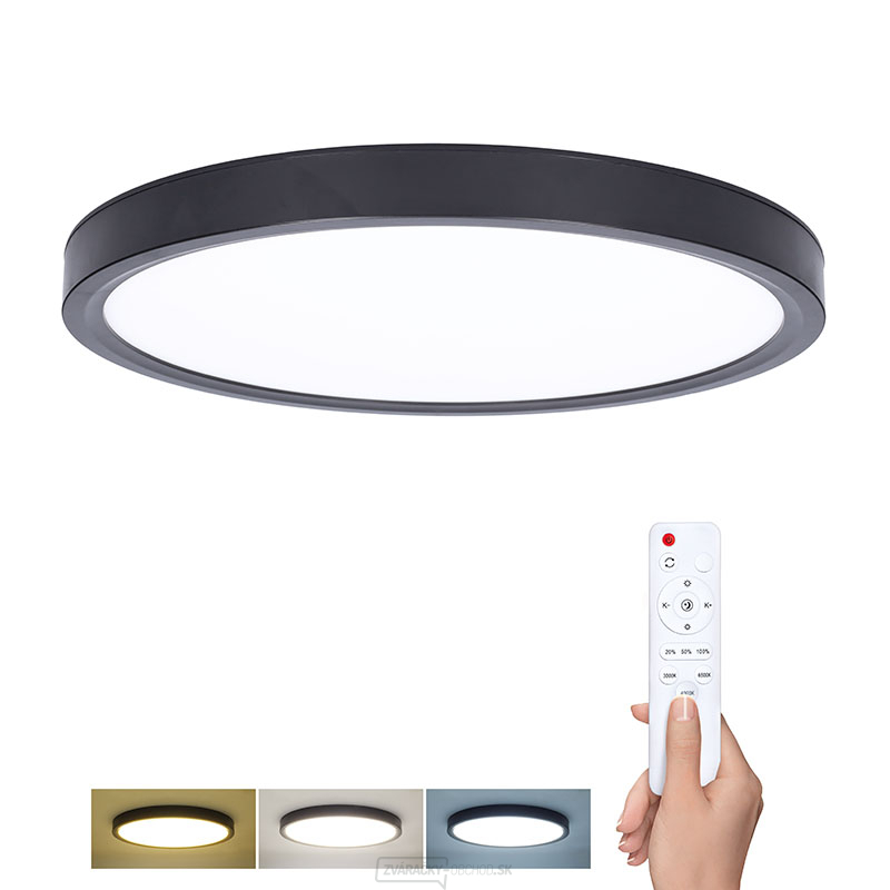 Solight LED osvetlenie s diaľkovým ovládačom Estela Black, 60W, 4500lm, 50cm, zmena chromatickosti, stmievateľné