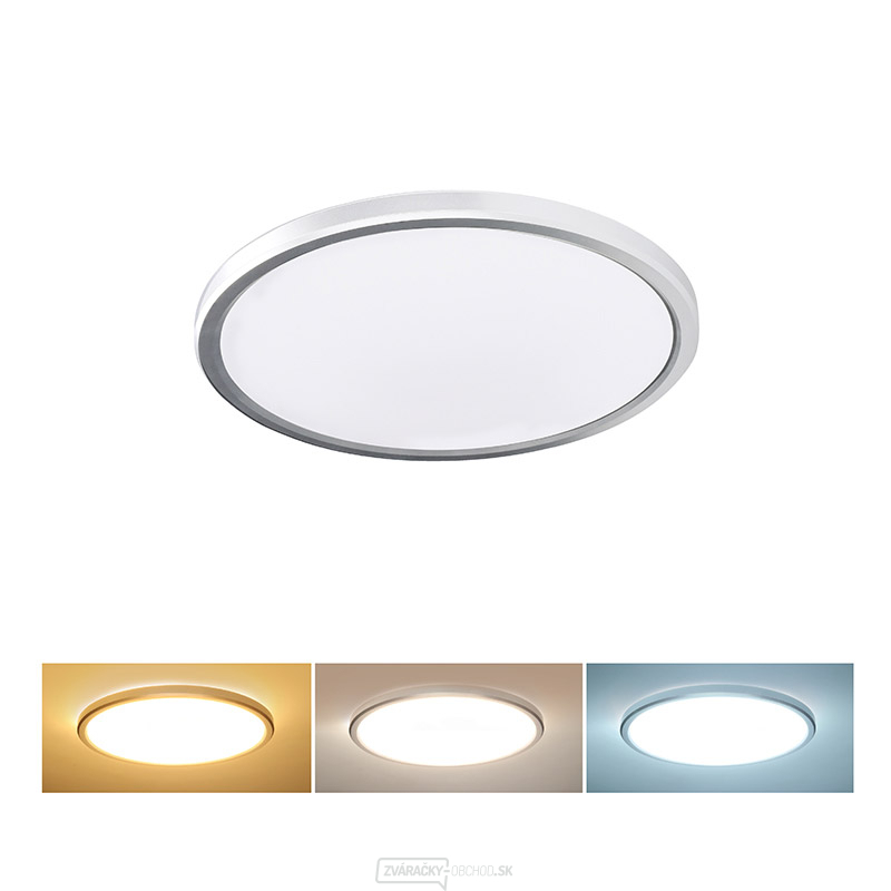Solight LED osvetlenie Acate s ochranou proti vlhkosti, IP54, 18W, 1620lm, 3CCT, 22cm, strieborná