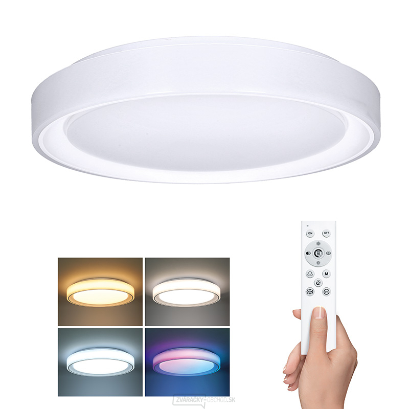 Solight LED osvetlenie s diaľkovým ovládačom Floco, 30W + 6W RGB, 2100lm, 40cm, zmena chromatickosti, stmievateľné