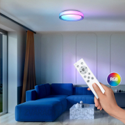 Solight LED osvetlenie s diaľkovým ovládačom Floco, 30W + 6W RGB, 2100lm, 40cm, zmena chromatickosti, stmievateľné Náhľad
