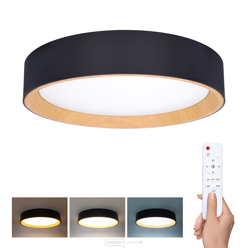 Solight LED osvetlenie s diaľkovým ovládačom Larios Black, 48W, 3360lm, 39cm, zmena chromatickosti, stmievateľné
