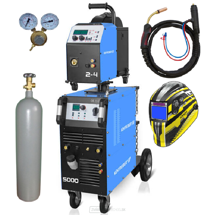 Invertorová zváračka KITin 5000 WS Multi MIG - synergické a manuálne ovládanie - V2 + Horák + red. ventil + kukla + co2 l