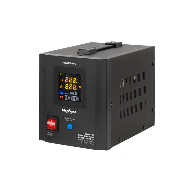 Zdroj záložný REBEL POWER-800 12V 230V 800VA 500W Black