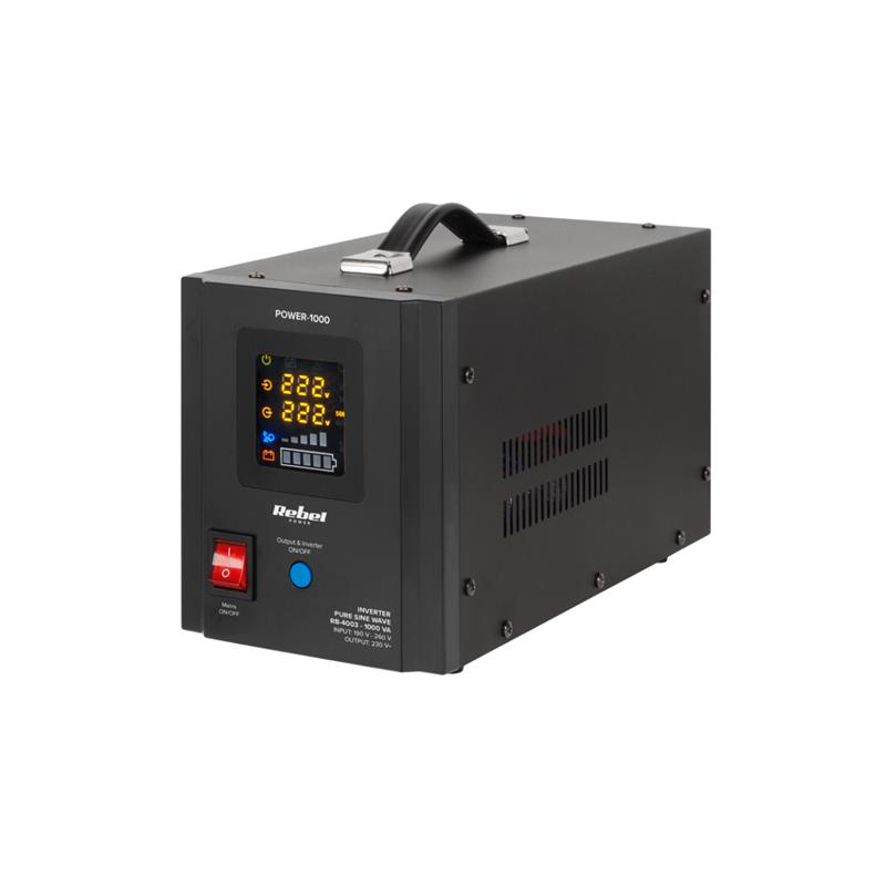 Zdroj záložný REBEL POWER-1000 12V 230V 1000VA 700W Black