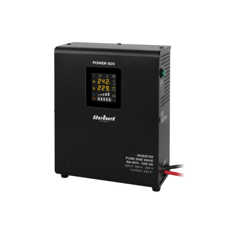 Zdroj záložný REBEL POWER-500 12V 230V 500VA 300W Black nástenný