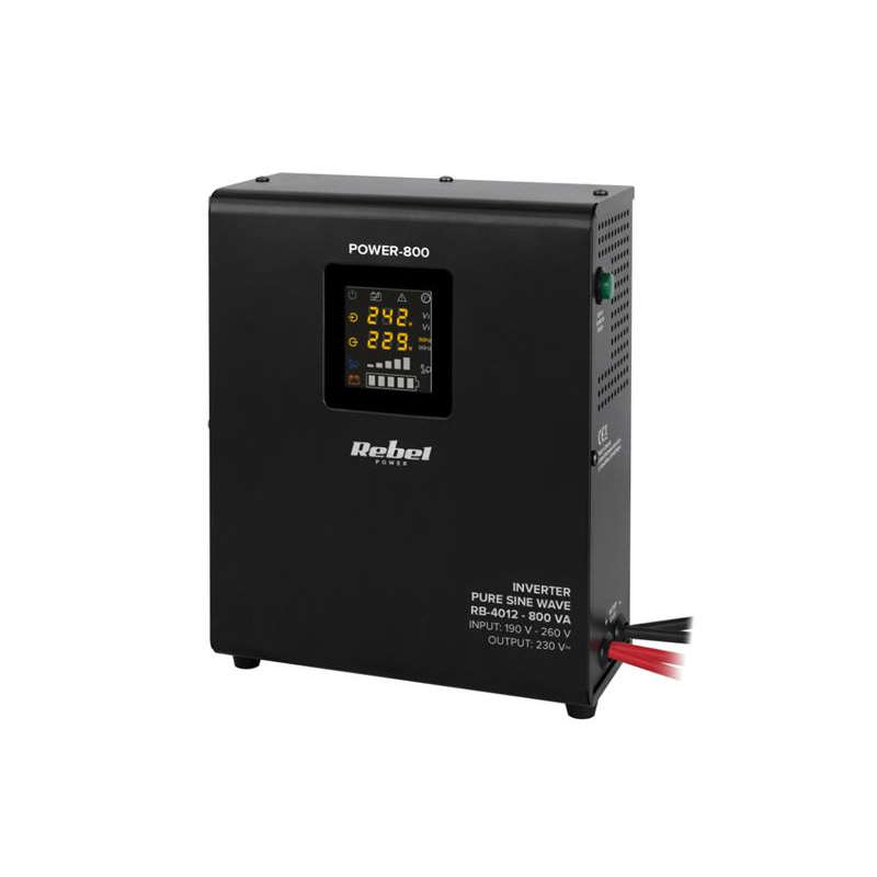 Zdroj záložný REBEL POWER-800 12V 230V 800VA 500W Black nástenný
