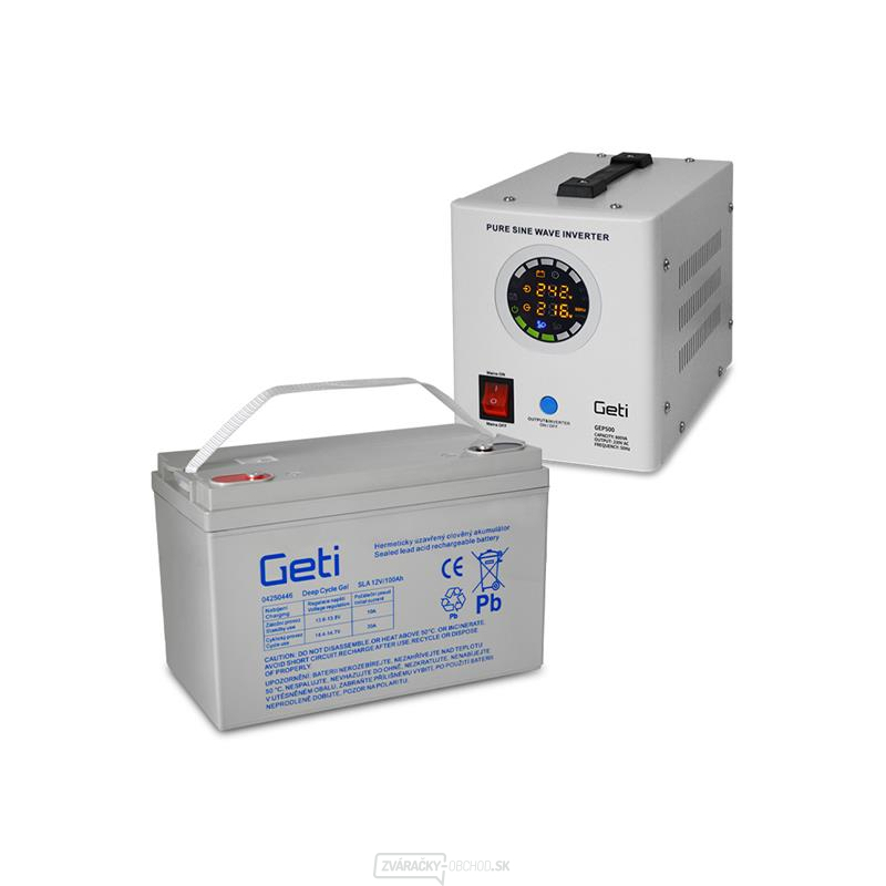 Zdroj záložný GETI GEP500 sinus 500W + batéria 100Ah gallery main image