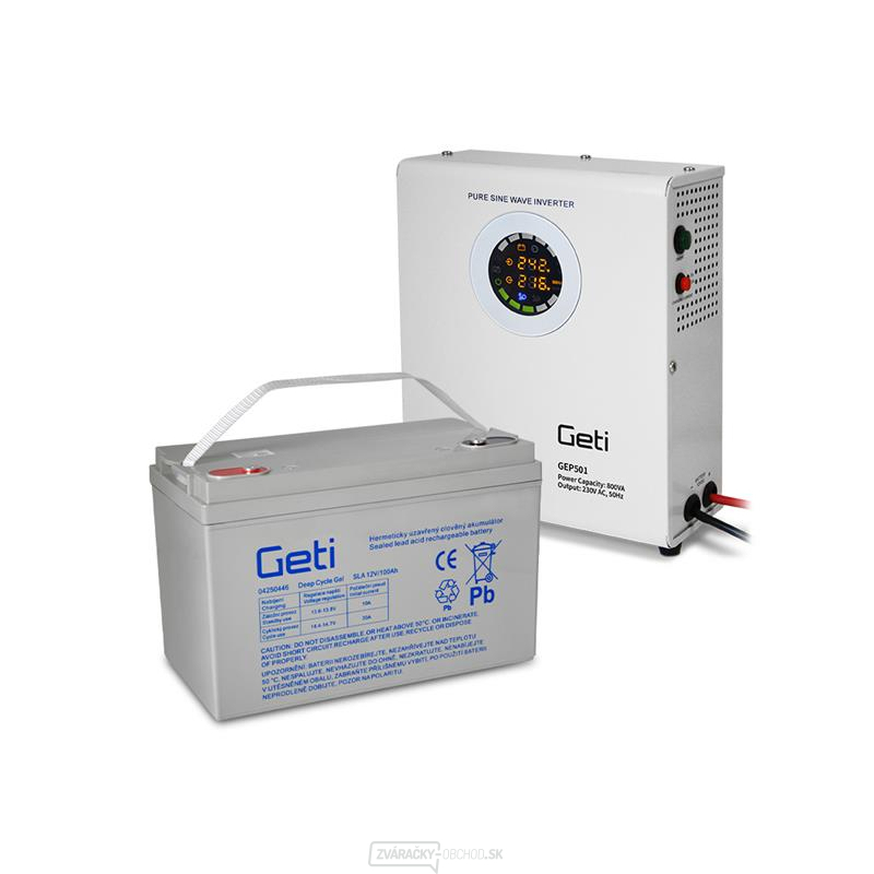 Zdroj záložný GETI GEP501 sinus 500W nástenný + batéria 100Ah gallery main image