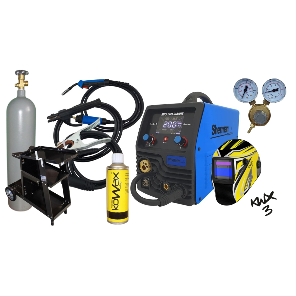 Invertorová zváračka Digimig 200 Smart + Horák + Káble + Ventil + Fľaša + Vozík + sprej