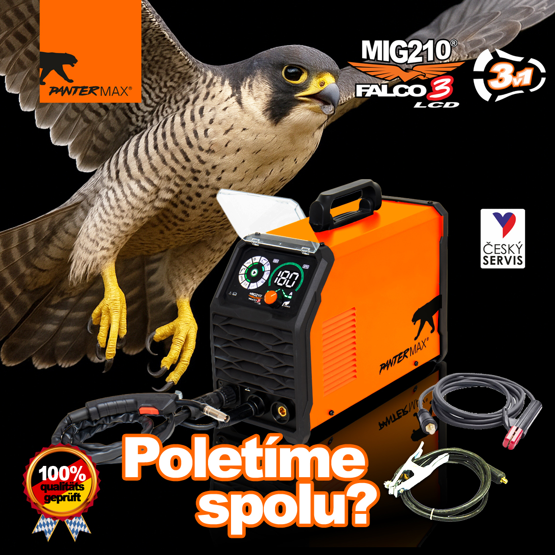PANTERMAX Zvárací invertor MIG210FALCO® 3 LCD (MIG/MMA/TIG)