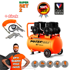 PANTERMAX Super tichý bezolejový kompresor AirFlow® 57 SILENT SET2 gallery main image