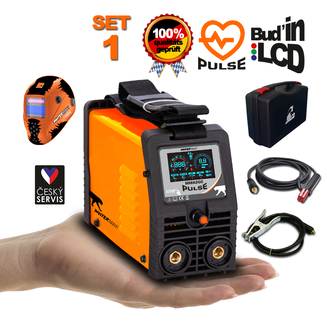 PANTERMAX Pulzný zvárací invertor MMA200pulse SET1 (MMA/TIG) PMMMA200PULSE_S01