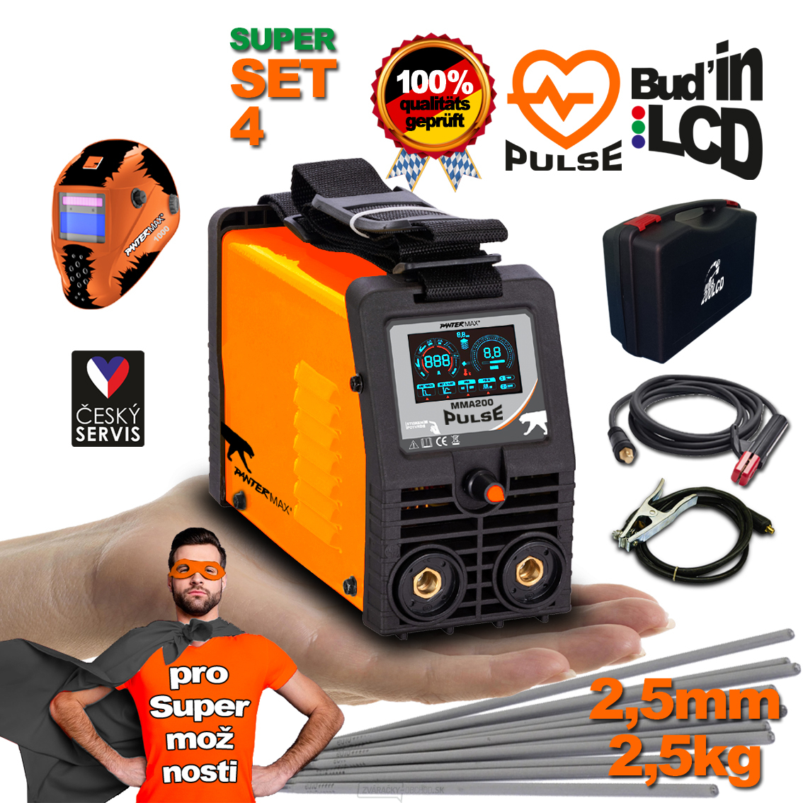 PANTERMAX Pulzný zvárací invertor MMA200pulse® SET4 (MMA/TIG) gallery main image