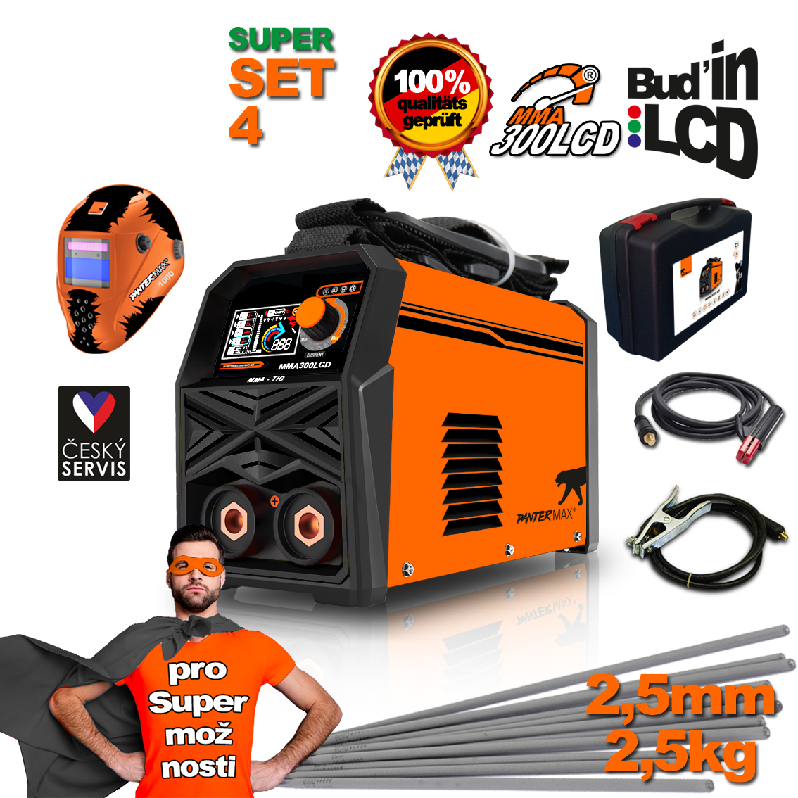 PANTERMAX Zvárací invertor MMA300LCD SET4 (MMA/TIG) PMMMA300LCD_S04