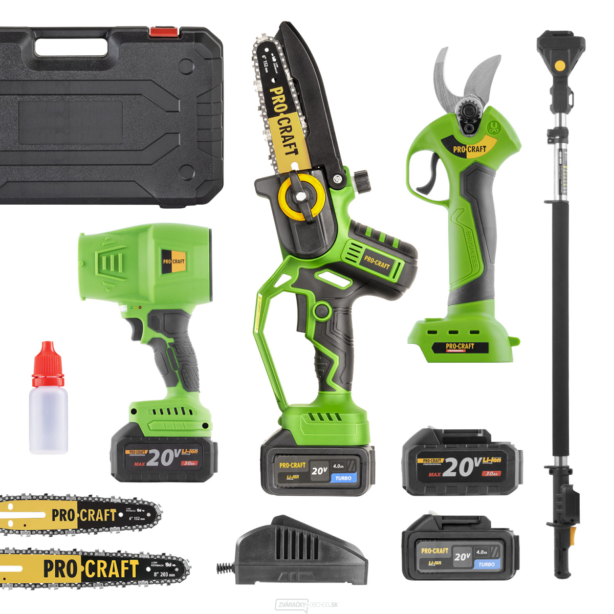 Súprava aku ručná pílka PKA32Li a nožnice na vetvy ES28Libb, aku fukár PB18 + nadstavec EP2.0 | GARDEN SET MAX
