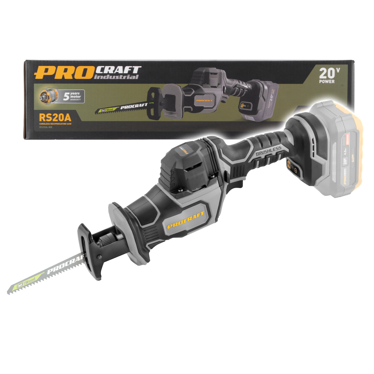 E-shop Aku píla chvostovka Procraft Industrial RS20Abb (bez batérie a nabíjačky) | RS20Abb RS20Abb