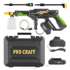Súprava aku tlaková umývačka Procraft CW20 + batéria 20/2A a nabíjačka 20/1 | SCW20/20-2A gallery main image
