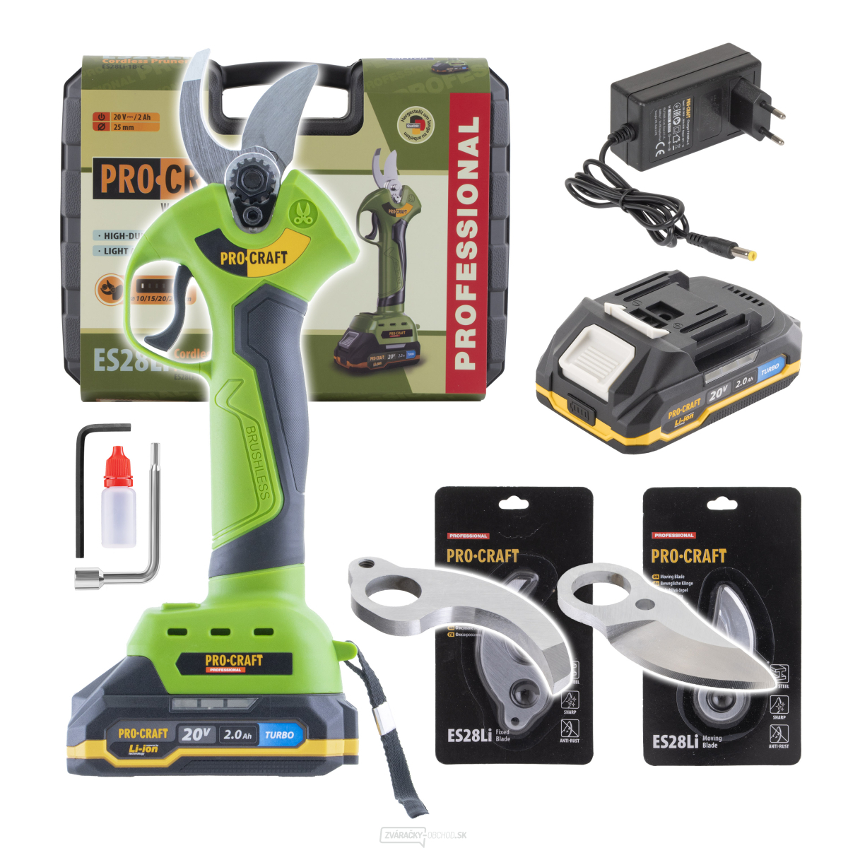 Súprava aku nožnice na konáre Procraft ES28Li + 2x náhradné čepele | SES28LI/Blades