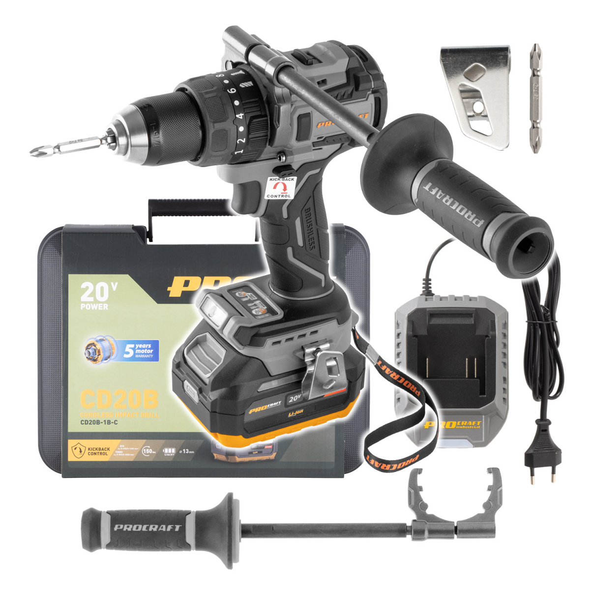 E-shop Aku skrutkovač Procraft Industrial CD20B (1 batéria) | CD20B-1b-c CD20B-1b-c
