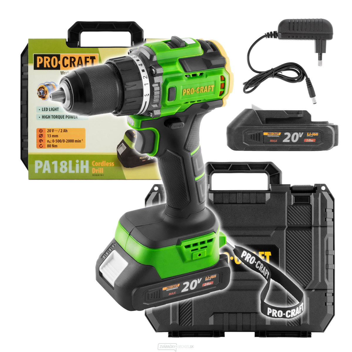 Aku vŕtací skrutkovač Procraft PA18LiH | PA18LiH-1B-C