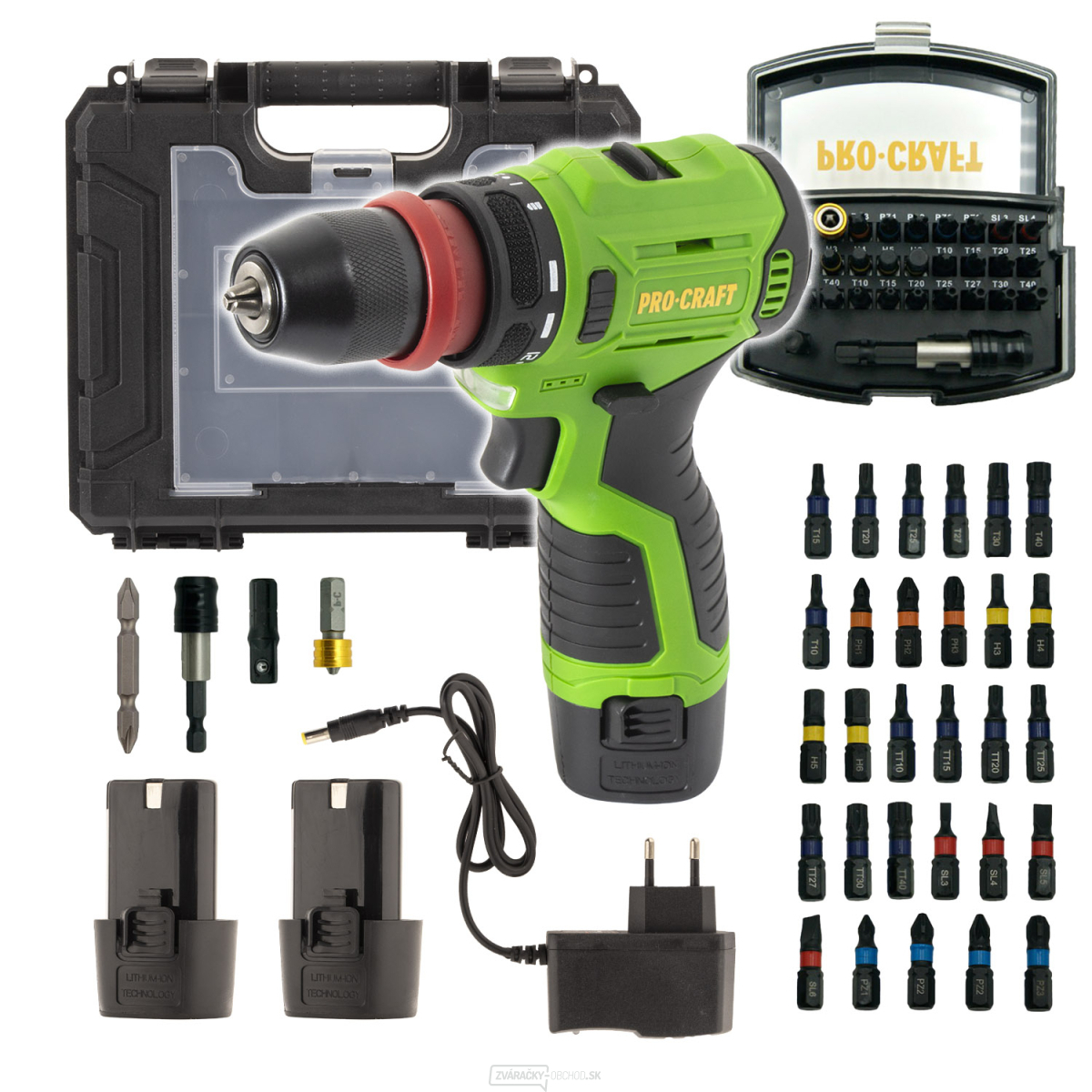 Aku skrutkovač Procraft PA12Pro DFR-2b-c so sadou bitov BS-32 | SPA12ProDFR-2b-c/BS-32