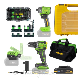 Procraft aku sada náradia 20V 5dielov s batériou a nabíjačkou | AKUSET2 gallery main image