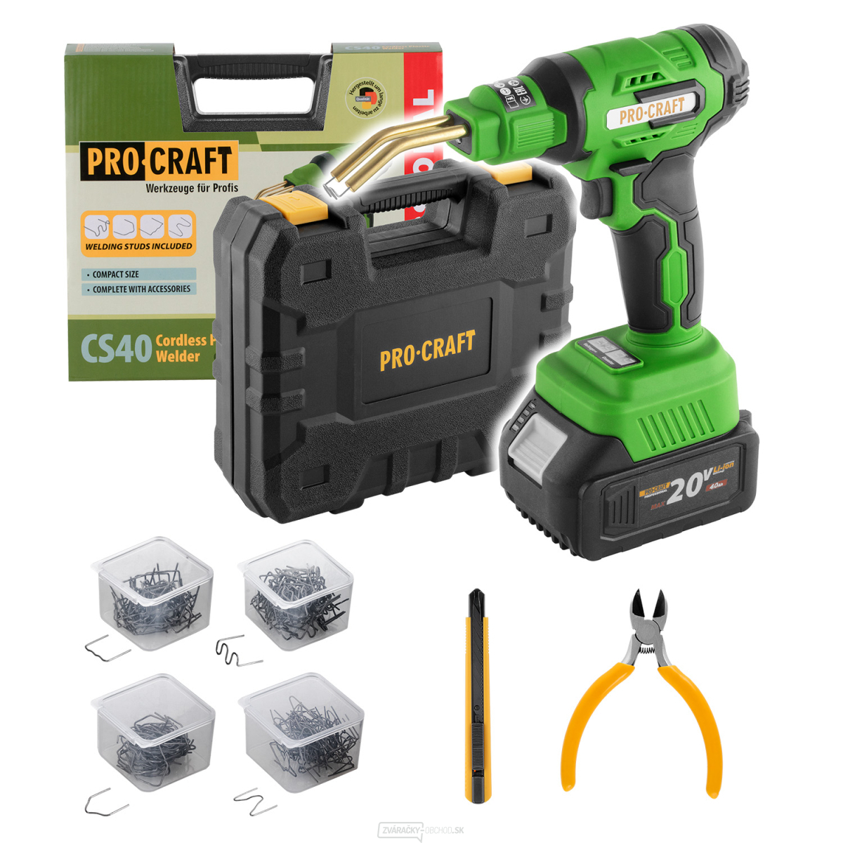 Aku spájkovacia pištoľ pre plasty Procraft CS40bb (bez batérie a nabíjačky) | CS40-BB