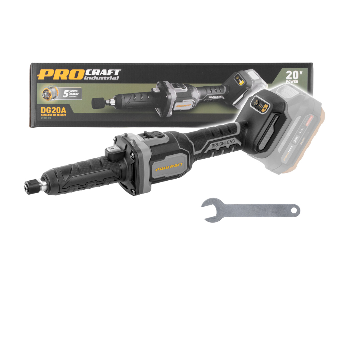 E-shop Aku priama brúska Procraft Industrial DG20A-BB (bez batérie a nabíjačky) | DG20A-BB DG20A-BB
