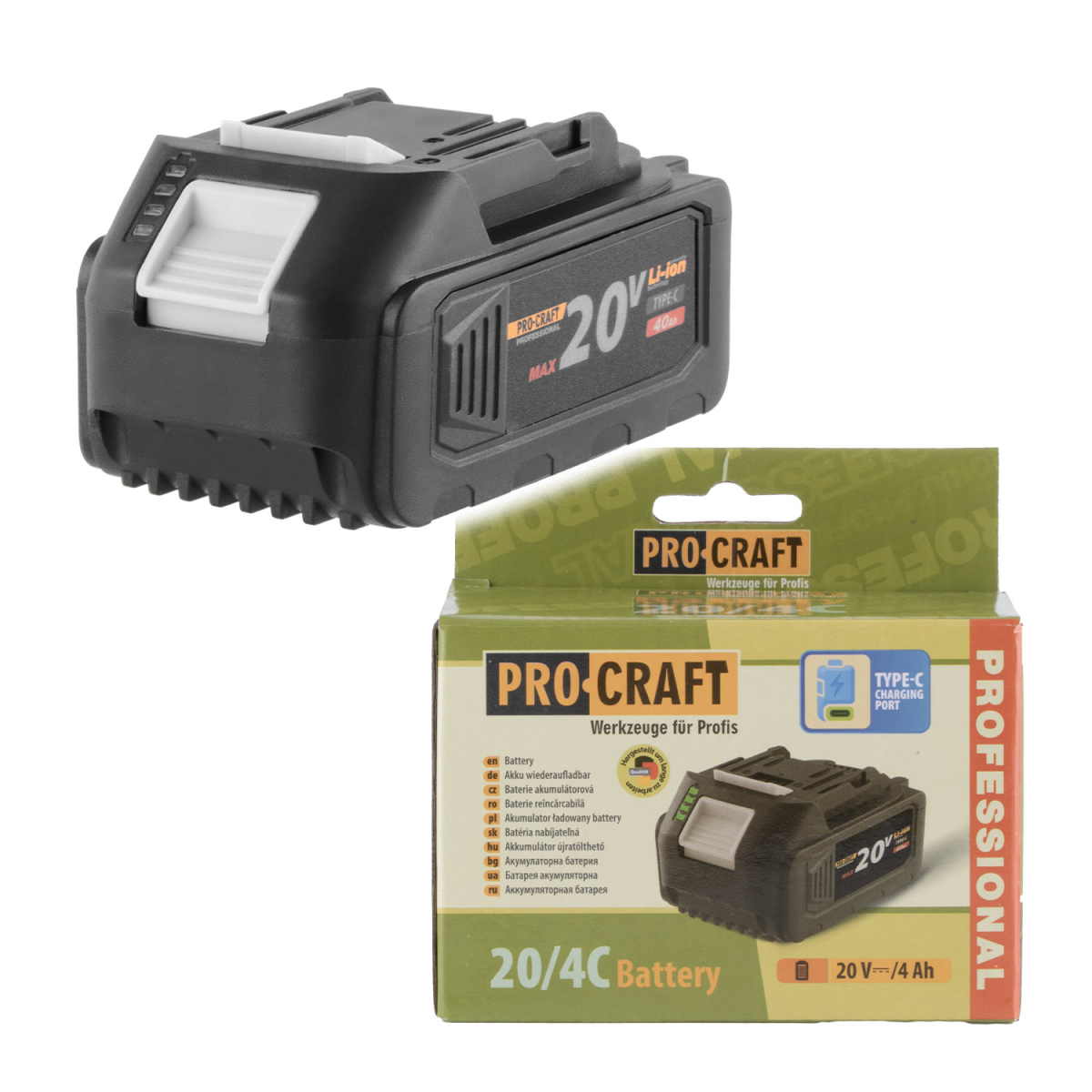 Batéria akumulátorová 20V Li-ion, 4000mAh Procraft 20/4C | 20/4C 20/4C