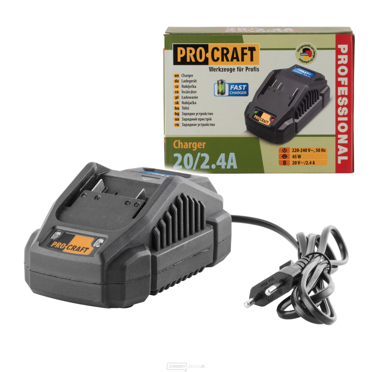 Nabíjačka pre 20V Li-ion batéria Procraft 20/2.4А | 20/2.4A