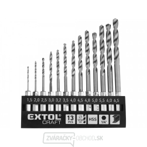 Vrtáky HEX do kovu so šesťhrannou stopkou, 1,5-6,5mm - 13ks Vrtáky HEX do kovu so šesťhrannou stopkou, 1,5-6,5mm - 13ks gallery main image