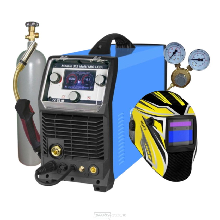 invertor MAKin 315 Multi MIG LCD + Horák + Kukla + red. Ventil + Plná Co2 Fľaša