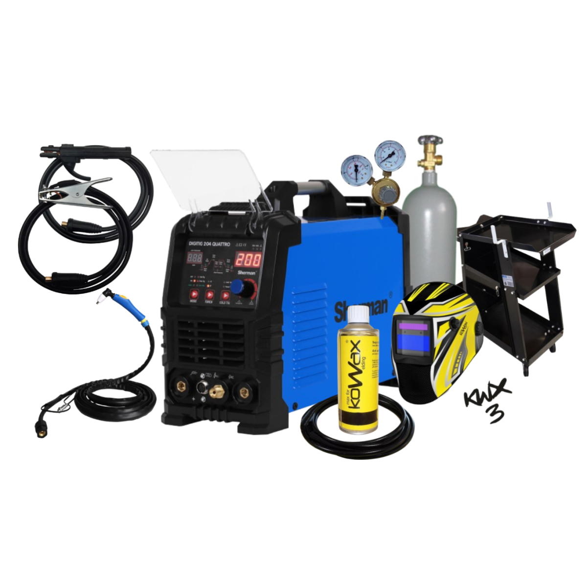 DIGITIG 204 QUATTRO + Káble + Horáky + Kukla + Hadica + Fľaša Co2 plná + R. Ventil + Sprej + Vozík