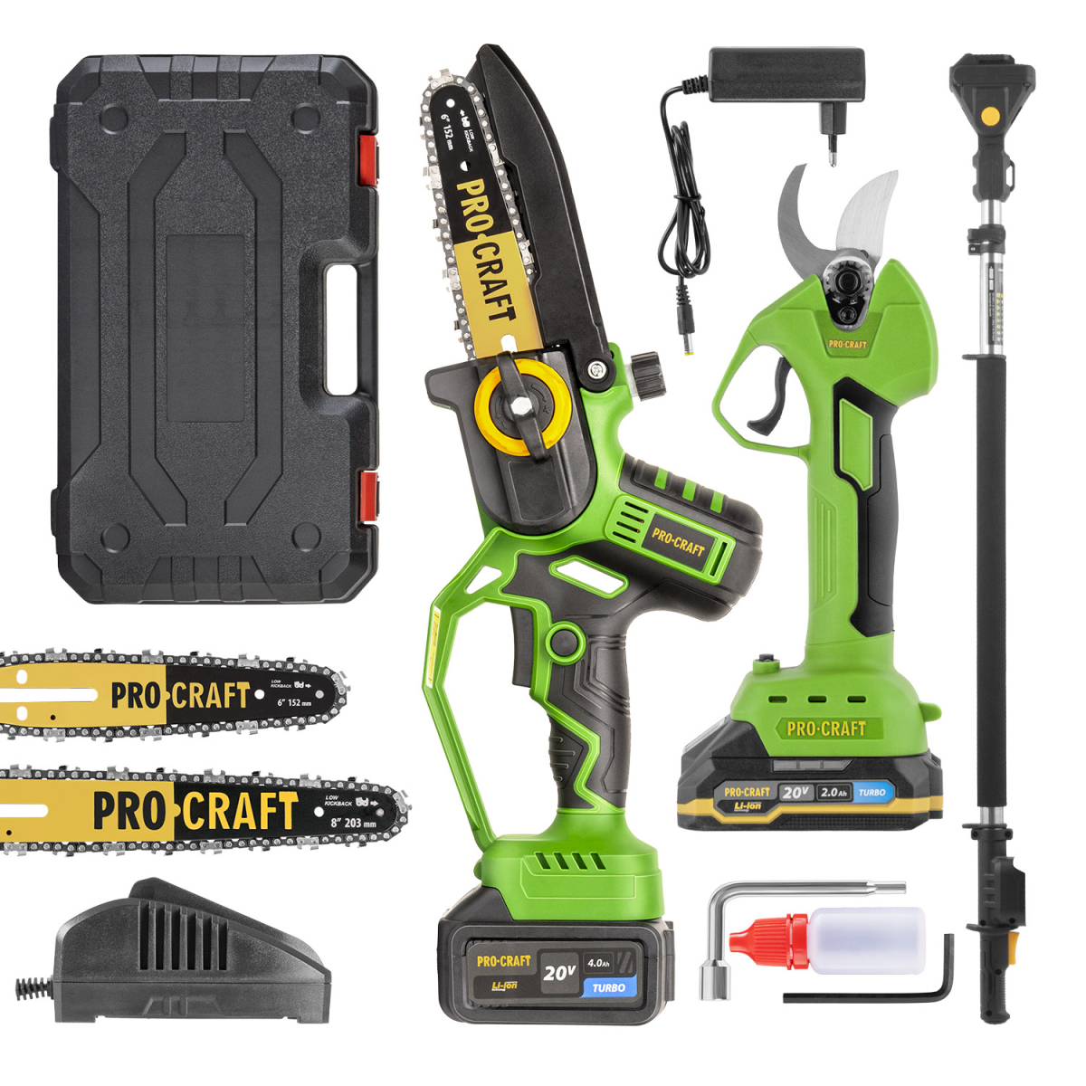 Procraft Súprava aku ručná pílka PKA32Li a nožnice na vetvy ES25Li + nadstavec EP2.0R | SPKA32Li/ES25Li/EP2.0 SPKA32Li/ES25Li/EP2.0