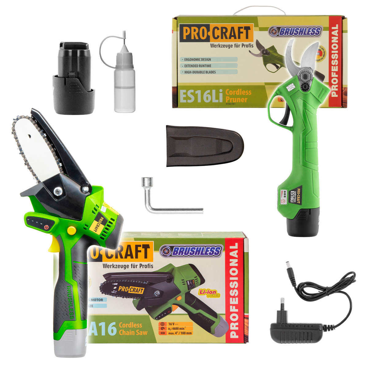 Procraft Súprava aku ručná pílka PKA16bb a nožnice na vetvy ES16Li1B | SPKA16bb/ES16Li1b SPKA16bb/ES16Li1b