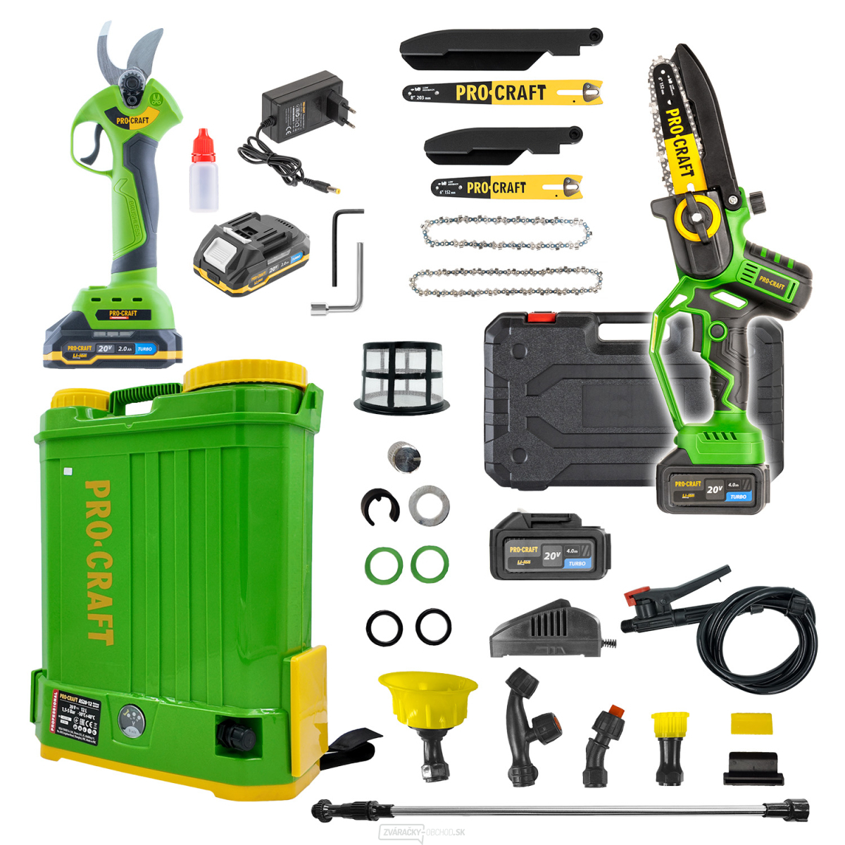 Aku záhradná súprava: postrekovač AS20-12, nožnice ES28Li a pílka PKA32Li | SAS20-12/ES28Li/PKA32Li