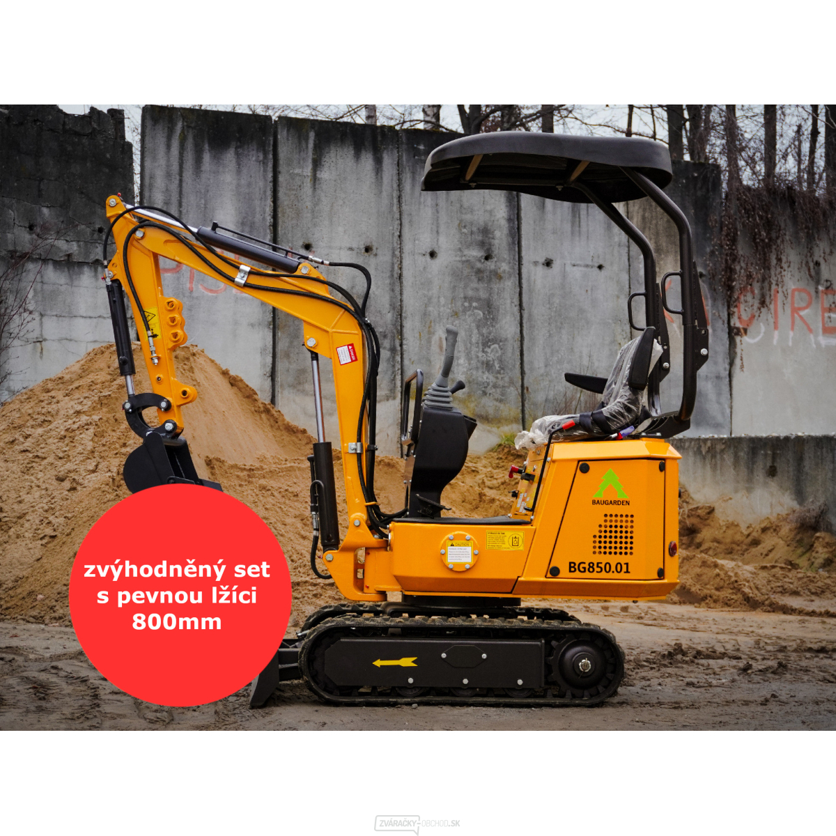 Minibager Baugarden BG850.01 B&S zvýhodnený set s pevnou lyžicou 800mm