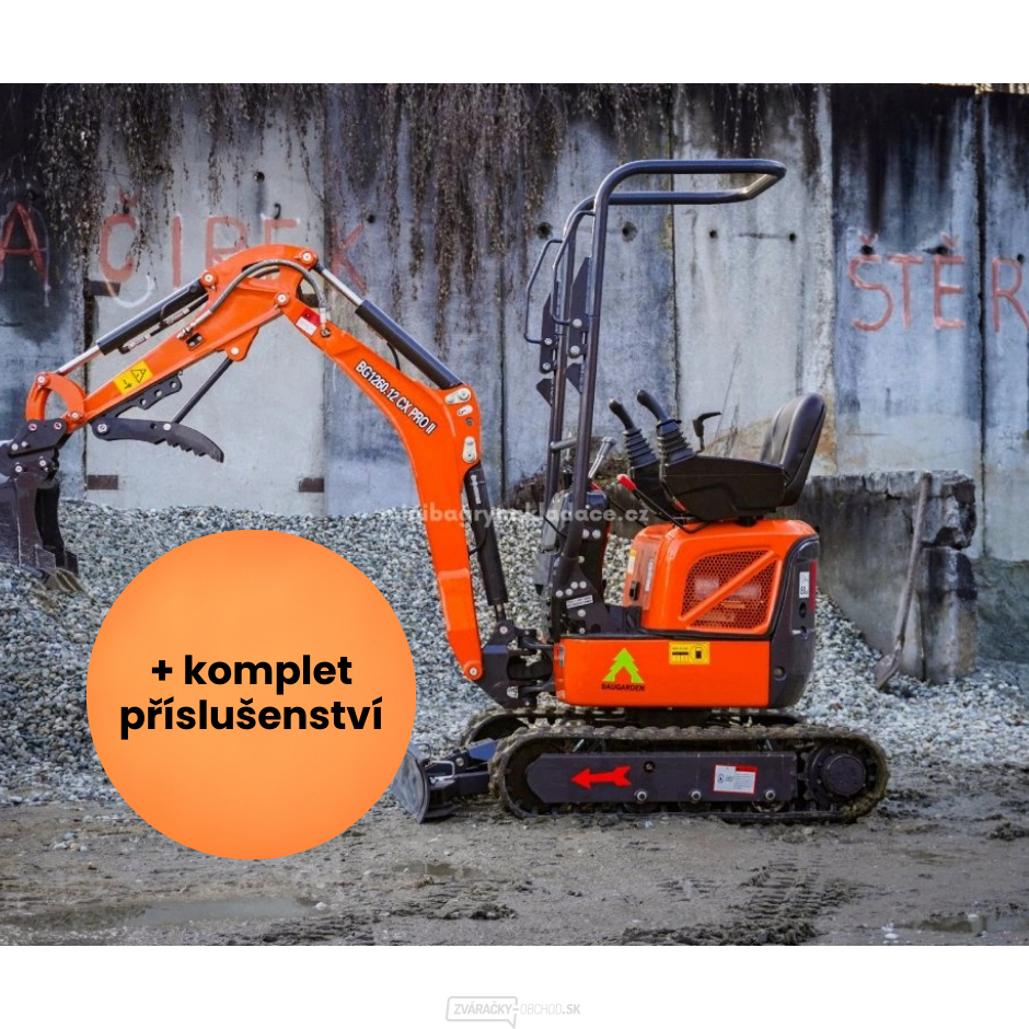 Minibager Baugarden BG1260.12 CX PRO II Kubota zvýhodnený set s hydraulickou lyžicou 800mm