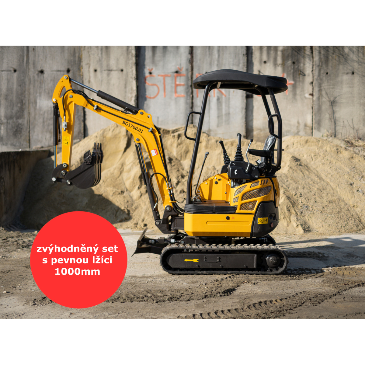 Minibager Baugarden BG1700.01 zvýhodnený set s pevnou lyžicou 1000mm 8001BG170001KUSET01