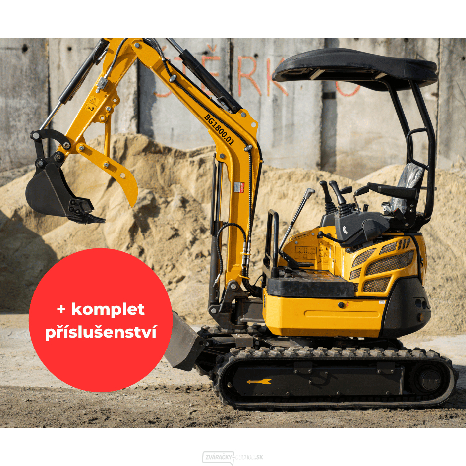 Minibager Baugarden BG1800.01 zvýhodnený set s pevnou lyžicou 1000mm