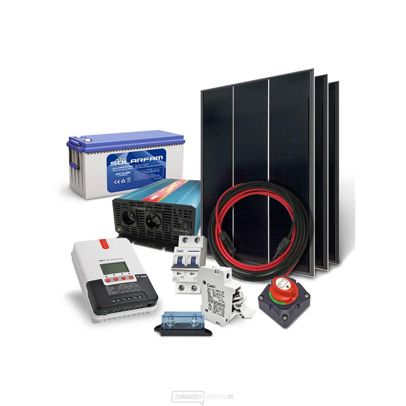 Solárna zostava ostrovná SOLARFAM 540Wp, 12V, batéria 200Ah, menič 230VAC 2000W gallery main image