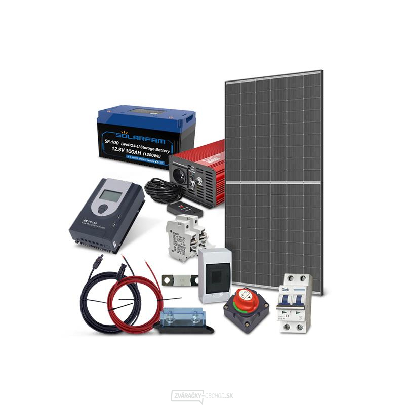 Solárna zostava ostrovná TRINA 450Wp, batéria LiFePO4 12V 100Ah, menič 230VAC 1000W gallery main image