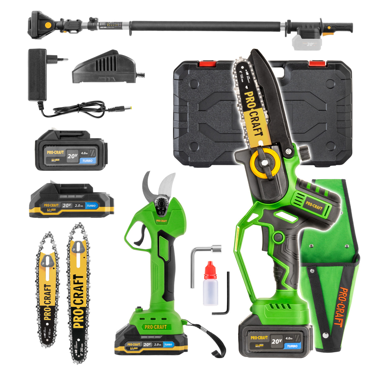 E-shop Procraft Súprava aku ručná pílka s puzdrom PKA32Li-P a nožnice na vetvy ES25Li + nadstavec EP2.0R | SPKA32LiP/ES25Li/EP2.0R SPKA32LiP/ES25Li/EP2.0R