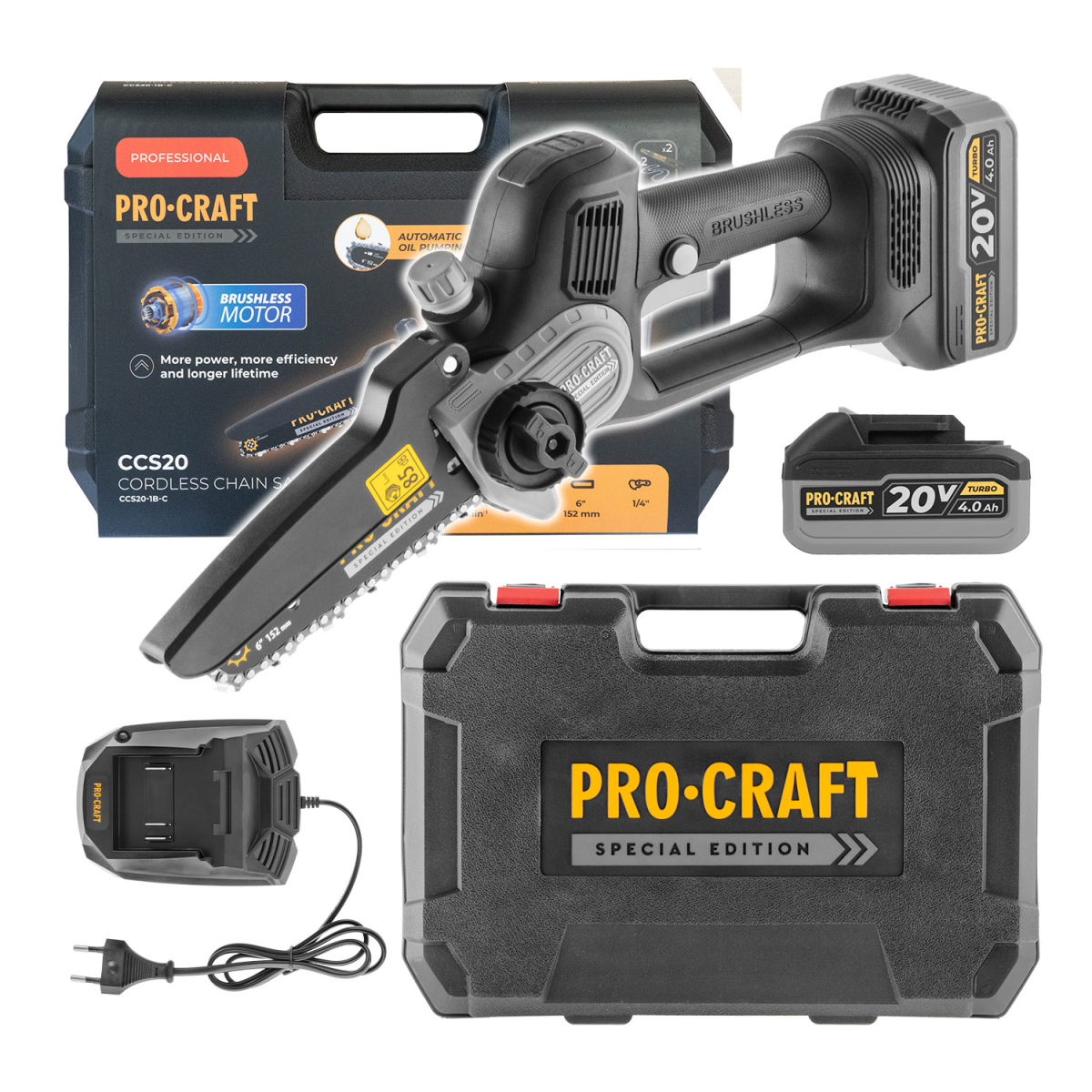 Aku reťazová píla Procraft Special BLACK Edition CCS20