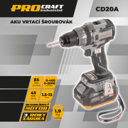 Súprava aku vŕtací skrutkovač CD20Abb, aku rázový uťahovač ID20A a súprava bitov IBS-41 | SCD20Abb/ID20A-1b/IBS-41 Náhľad