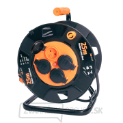 Solight predlžovací kábel na bubne, vonkajší, 4 zásuvky, čierny, 25m Náhľad