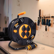 Solight predlžovací kábel na bubne, vonkajší, 4 zásuvky, čierny, 50m Náhľad